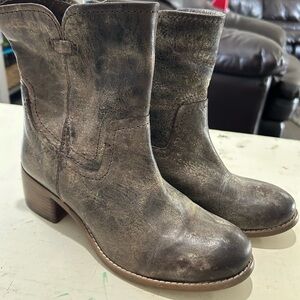 Diba True Boots Womens 9.5 M Charcoal Walnut Grove Ankle Bootie Vintage Leather